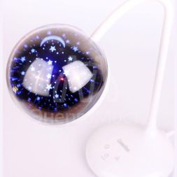 Светильник настольный KD-828 C01 LED 6.5Вт 230В 360лм сенс.рег.ярк .CCT RGB-ночник &amp;quot;Звездн. небо&amp;quot; бел. Camelion 13006