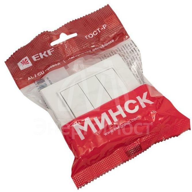 Выключатель 3-кл. СП Минск 10А IP20 бел. Basic EKF ERV10-024-10