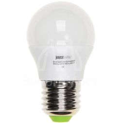 Лампа светодиодная PLED-ECO-G45 5Вт шар 3000К тепл. бел. E27 400лм 220-240В JazzWay 1036957A