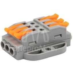 Клемма строительно-монтажная СМК проходная 3п 0.08-4кв.мм с монтажной площадкой сер. (блист.5шт) Rexant 07-6263-5