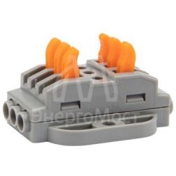 Клемма строительно-монтажная СМК проходная 3п 0.08-4кв.мм с монтажной площадкой сер. (блист.5шт) Rexant 07-6263-5