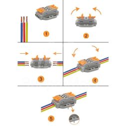 Клемма строительно-монтажная СМК проходная 3п 0.08-4кв.мм с монтажной площадкой сер. (блист.5шт) Rexant 07-6263-5