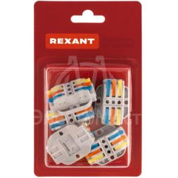 Клемма строительно-монтажная СМК проходная 3п 0.08-4кв.мм с монтажной площадкой сер. (блист.5шт) Rexant 07-6263-5