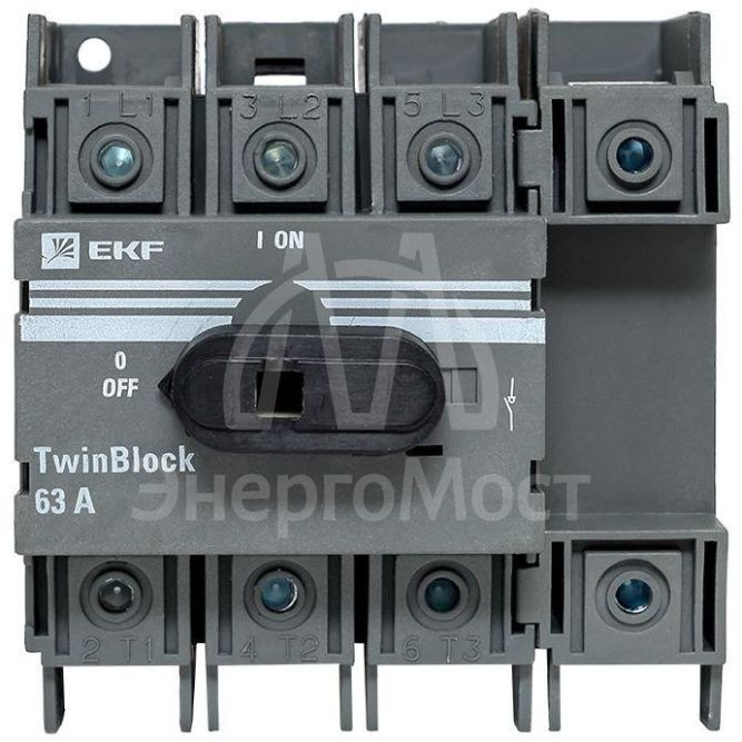 Рубильник 4п 63А с рукояткой управления для прямой установки TwinBlock EKF tb-63-4p-f