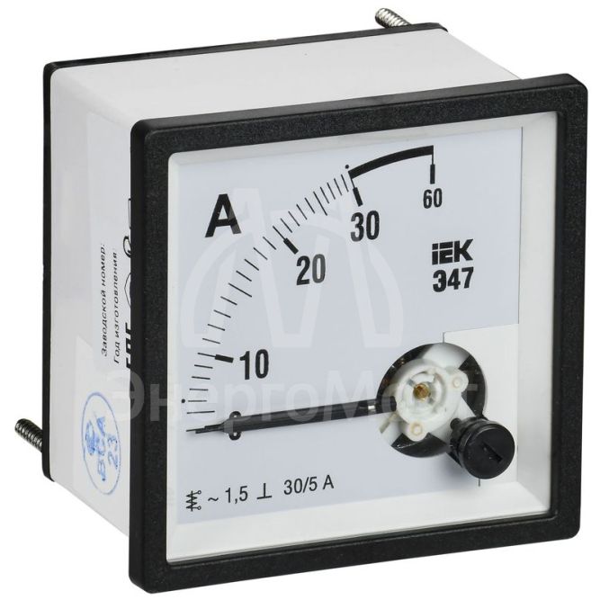 Амперметр Э47 30/5А класс точн. 1.5 72х72мм IEK IPA10-6-0030-E