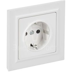 Розетка BRITE РСР14-1-0-БрАБ 16А в сборе с заземл. защ. шторки арктич. бел. IEK BR-R14-16-K91-F