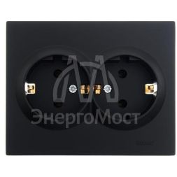 Розетка 2-м СП VESNA с заземл. ПБТ черн. бархат LEZARD 742-4200-127B
