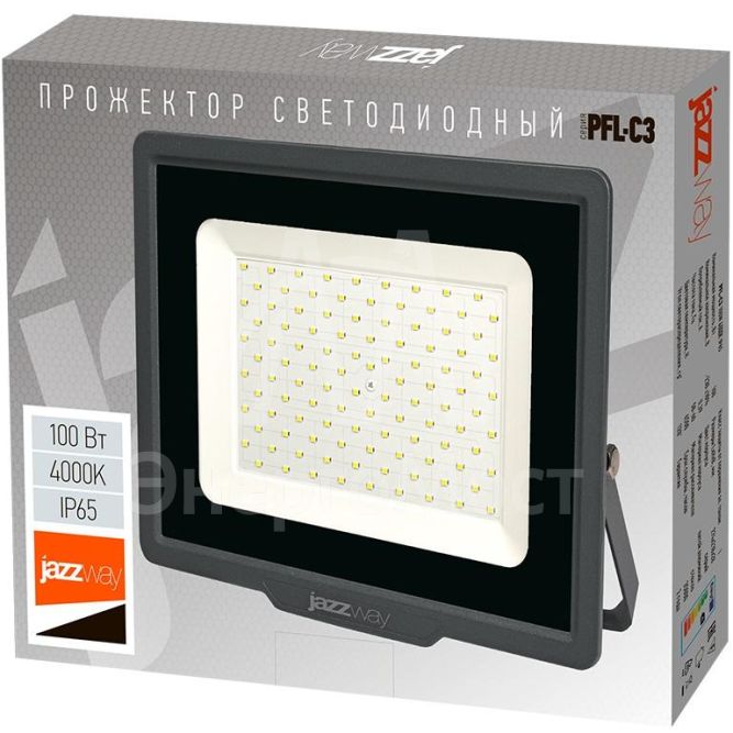 Прожектор светодиодный PFL-C3 100Вт 4000К IP65 ДО compact закален. прозр. стекло Pro JazzWay 5045705