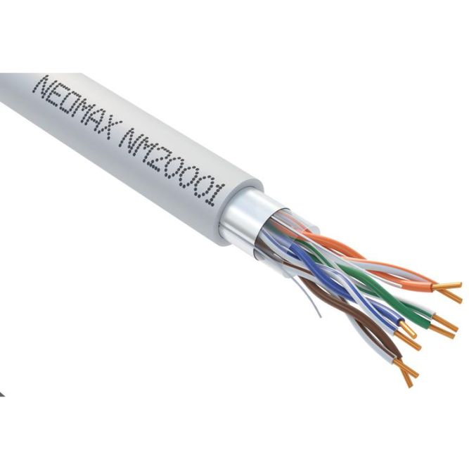 Кабель витая пара F/UTP кат.5E 4х2х24AWG (0.52мм) solid CU PVC сер. (NM20001) (уп.305м) NEOMAX 109687