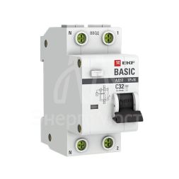 Выключатель автоматический дифференциального тока 1п+N C 32А 30мА тип AC эл. 4.5кА АД-12 Basic EKF DA12-32-30-bas