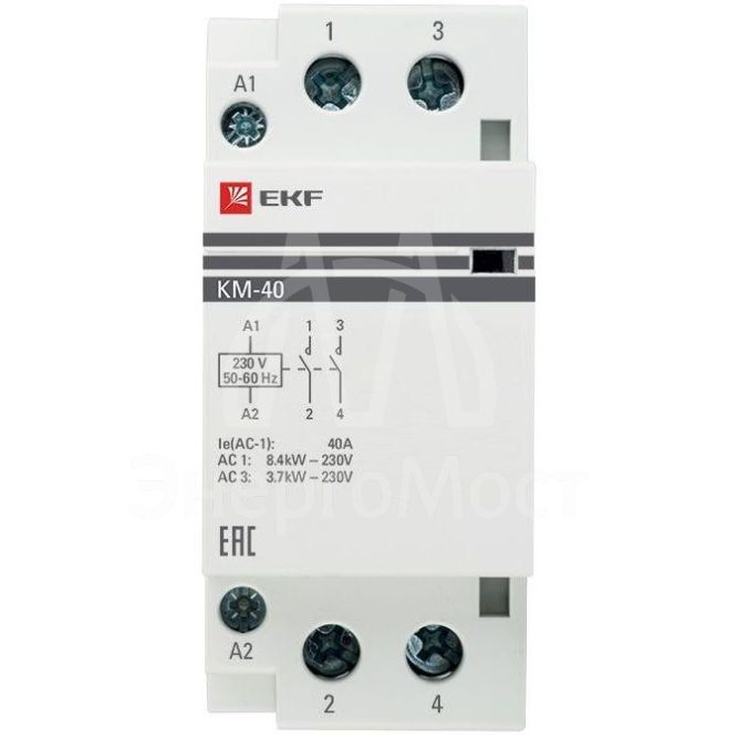 Контактор модульный КМ 40А 2NО (2 мод.) EKF km-2-40-20