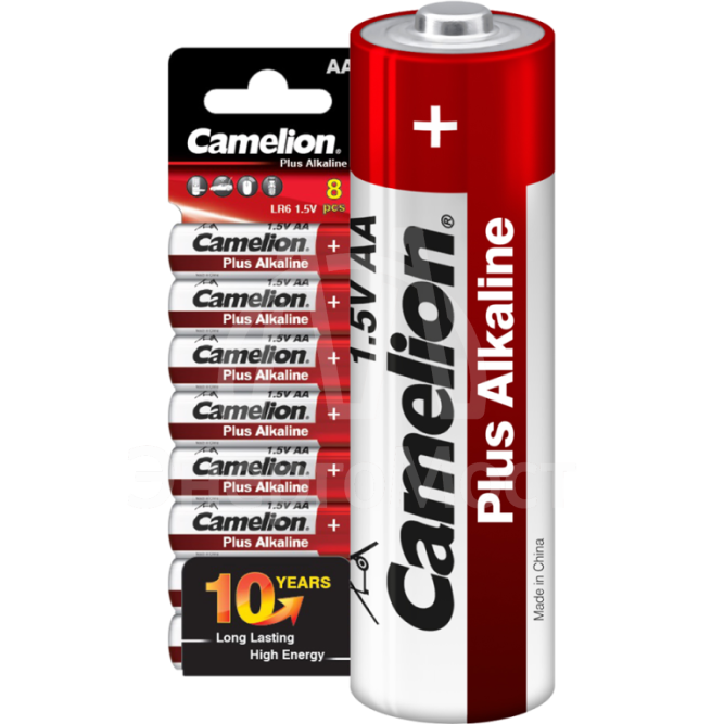 Элемент питания алкалиновый AA/LR6 1.5В Plus Alkaline SP8 (уп.8шт) Camelion 14862