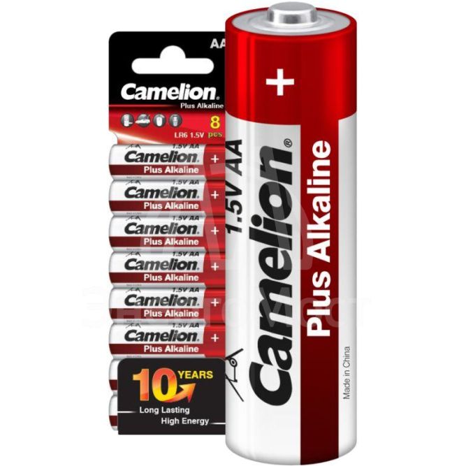 Элемент питания алкалиновый AA/LR6 1.5В Plus Alkaline SP8 (уп.8шт) Camelion 14862
