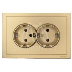 Розетка 2-мест. с/з СП ZIMA IP20 16А ПБТ безвинт. зажим зол. LEZARD 704-3600-127BQC