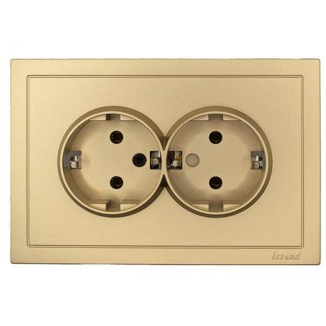 Розетка 2-мест. с/з СП ZIMA IP20 16А ПБТ безвинт. зажим зол. LEZARD 704-3600-127BQC