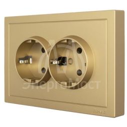 Розетка 2-мест. с/з СП ZIMA IP20 16А ПБТ безвинт. зажим зол. LEZARD 704-3600-127BQC