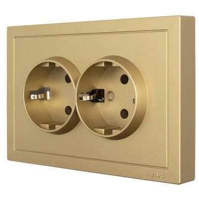 Розетка 2-мест. с/з СП ZIMA IP20 16А ПБТ безвинт. зажим зол. LEZARD 704-3600-127BQC