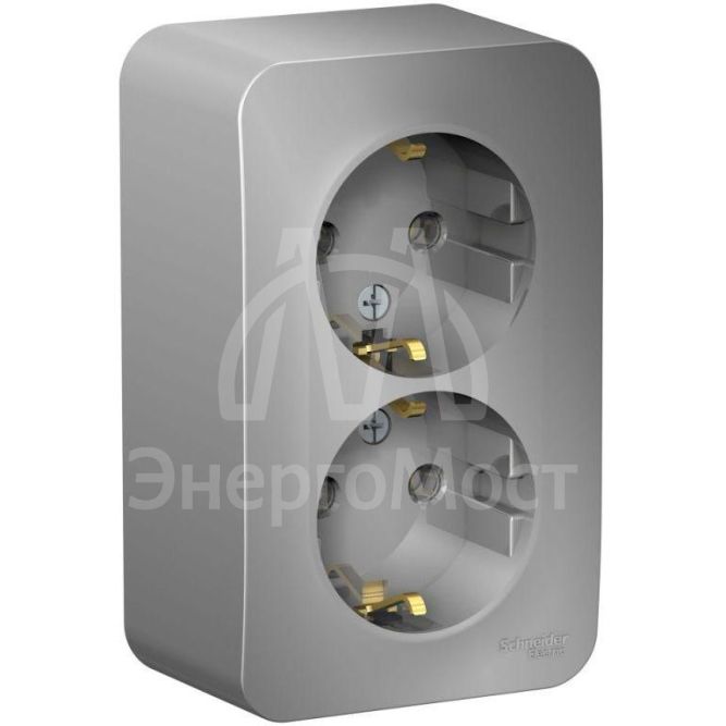 Розетка 2-м ОП BLANCA 16А 250В без шторок с заземл. изол. пласт. алюм. SchE BLNRA010213