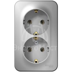 Розетка 2-м ОП BLANCA 16А 250В без шторок с заземл. изол. пласт. алюм. SchE BLNRA010213