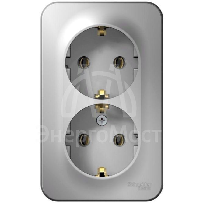 Розетка 2-м ОП BLANCA 16А 250В без шторок с заземл. изол. пласт. алюм. SchE BLNRA010213