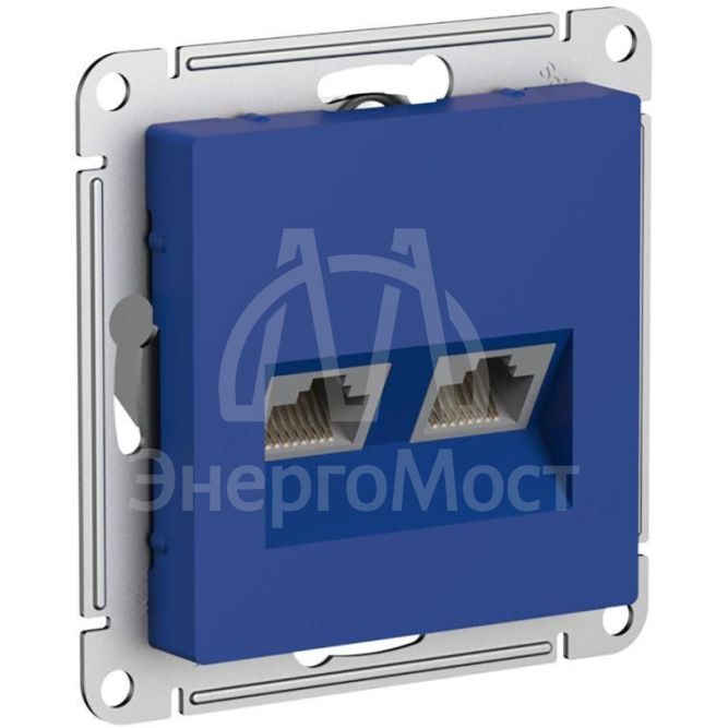Розетка компьютерная 2-м AtlasDesign RJ45+RJ45 кат.5E механизм аквамарин SE ATN001185