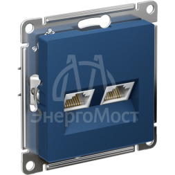 Розетка компьютерная 2-м AtlasDesign RJ45+RJ45 кат.5E механизм аквамарин SE ATN001185