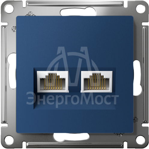 Розетка компьютерная 2-м AtlasDesign RJ45+RJ45 кат.5E механизм аквамарин SE ATN001185