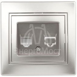 Розетка СП Plano 1-303-03 информационная RJ45 IP20 алюм. Intro Б0030086