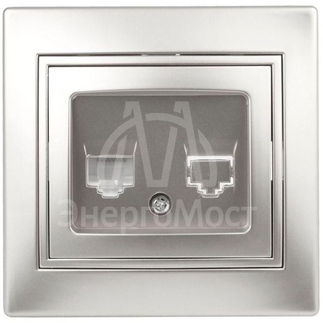 Розетка СП Plano 1-303-03 информационная RJ45 IP20 алюм. Intro Б0030086