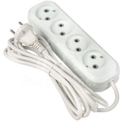 Удлинитель 4х3м без заземл. 10А IP20 Эксперт 2.2кВт ПВС 2х0.75 PROxima EKF UBA10-275-4-03