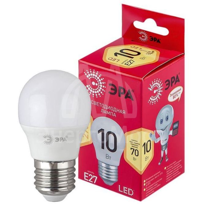 Лампа светодиодная RED LINE LED P45-10W-827-E27 R 10Вт P45 шар 2700К тепл. бел. E27 Эра Б0050698