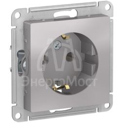 Механизм розетки 1-м СП AtlasDesign 16А с заземл. алюм. SchE ATN000343