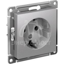 Механизм розетки 1-м СП AtlasDesign 16А с заземл. алюм. SchE ATN000343