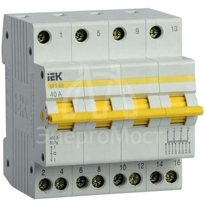Выключатель-разъединитель трехпозиционный 4п ВРТ-63 40А IEK MPR10-4-040