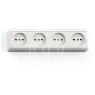 Розетка 4-м ОП Оптима 16А РА16-402 (в компл. с монтажной пластиной) бел. Кунцево 8024