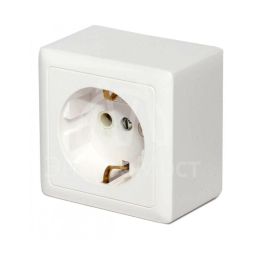 Розетка 1-м ОП Хит 16А с заземл. бел. SchE RA16-133-B