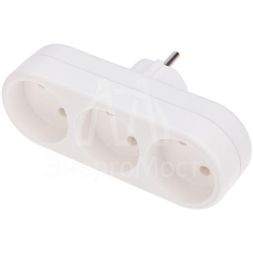 Разветвитель 3-м без заземл. 6-10А линейный бел. Rexant 11-1078