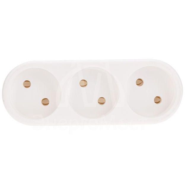 Разветвитель 3-м без заземл. 6-10А линейный бел. Rexant 11-1078