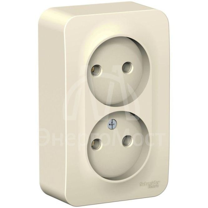 Розетка 2-м ОП Blanca 16А IP20 250В без заземл. без защ. шторок с изолир. пластиной молоч. SE BLNRA000212
