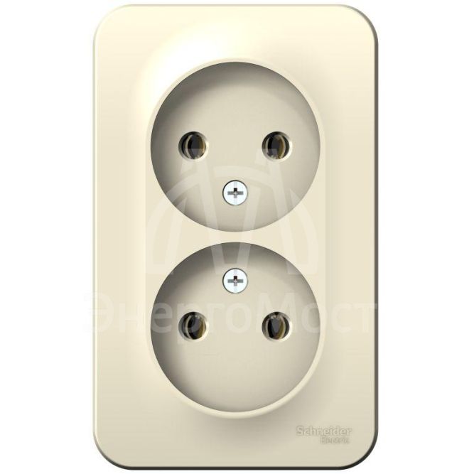 Розетка 2-м ОП Blanca 16А IP20 250В без заземл. без защ. шторок с изолир. пластиной молоч. SE BLNRA000212