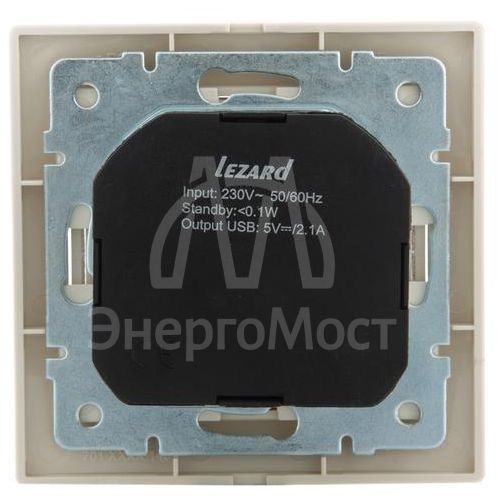 Розетка 1-м СП Мира 16А с з/к +USB крем. LEZARD 701-0303-181