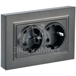 Розетка 2-м СП BRITE РСш12-3-БрТБ 16А в сборе с заземл. защ. шторки бронза IEK BR-R24-16-K45-F