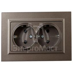 Розетка 2-м СП BRITE РСш12-3-БрТБ 16А в сборе с заземл. защ. шторки бронза IEK BR-R24-16-K45-F