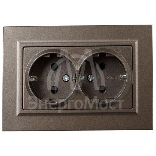 Розетка 2-м СП BRITE РСш12-3-БрТБ 16А в сборе с заземл. защ. шторки бронза IEK BR-R24-16-K45-F