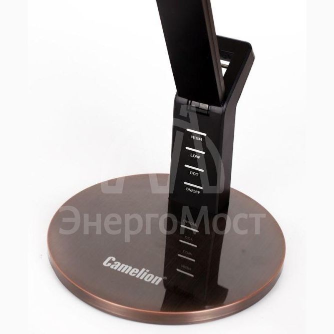 Светильник настольный KD-835 C28 LED 8Вт 230В 480лм сенс.рег.ярк и цвет.темп. USB-5В.1А бронза Camelion 12999