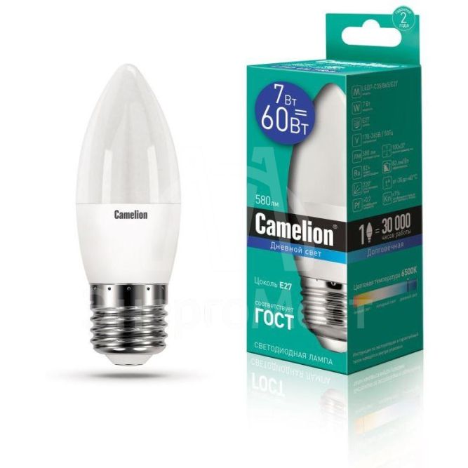 Лампа светодиодная LED7-C35/865/E27 7Вт 220В Camelion 12649