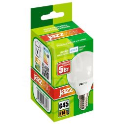 Лампа светодиодная PLED-ECO-G45 5Вт шар 4000К бел. E14 400лм 220-240В JazzWay 1036926A