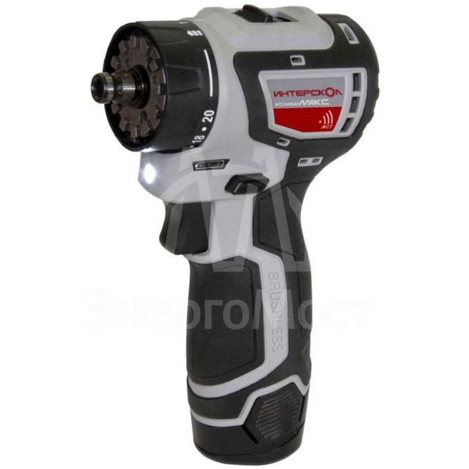 Дрель-шуруповерт акуумуляторная бесщеточн. ДА-10/12В 36 КомбиМАКС (Li-ion сумка 2 аккум. 2А.ч 4 насадки) ИНТЕРСКОЛ 687.2.2.78