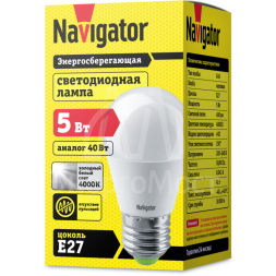 Лампа светодиодная 94 479 NLL-P-G45-5-230-4K-E27 5Вт шар 4000К бел. E27 370лм 220-240В Navigator 94479