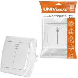 Выключатель 2-кл. СП Маргарита 10А IP20 с подсветкой бел. UNIVersal М0123